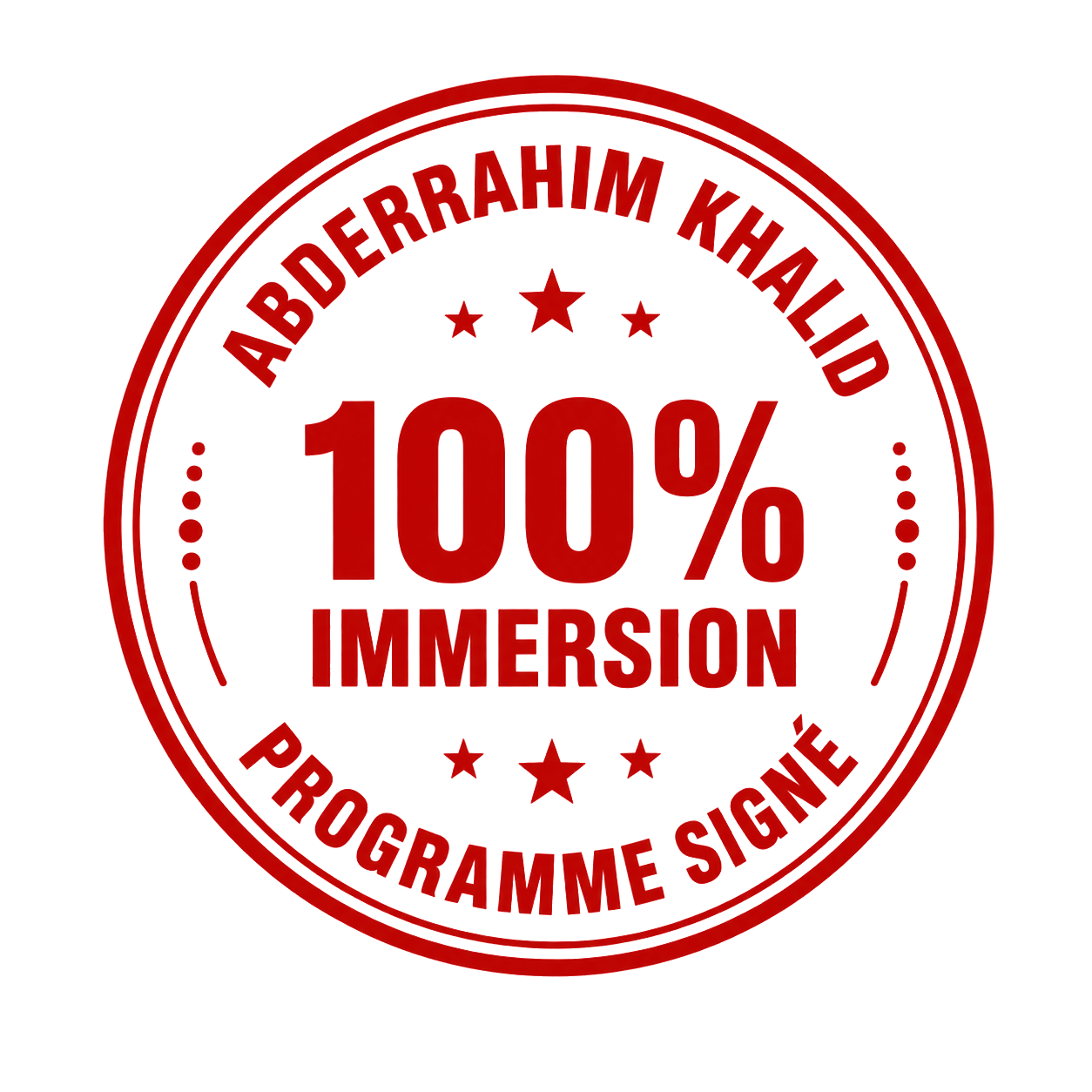 Tampon Abderrahim Khalid, 100% immersion, programme signé